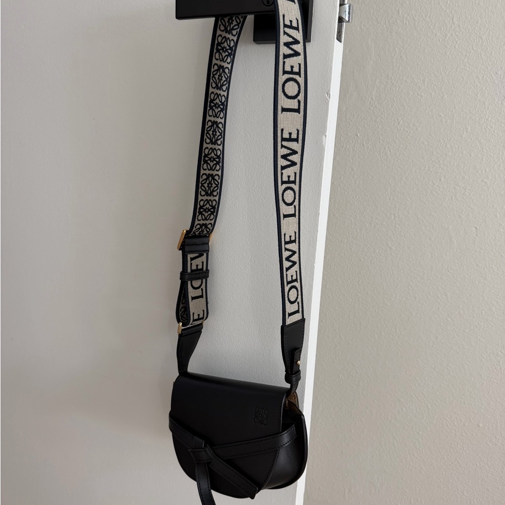 Loewe Black Mini Gate Dual bag with Logo Strap
